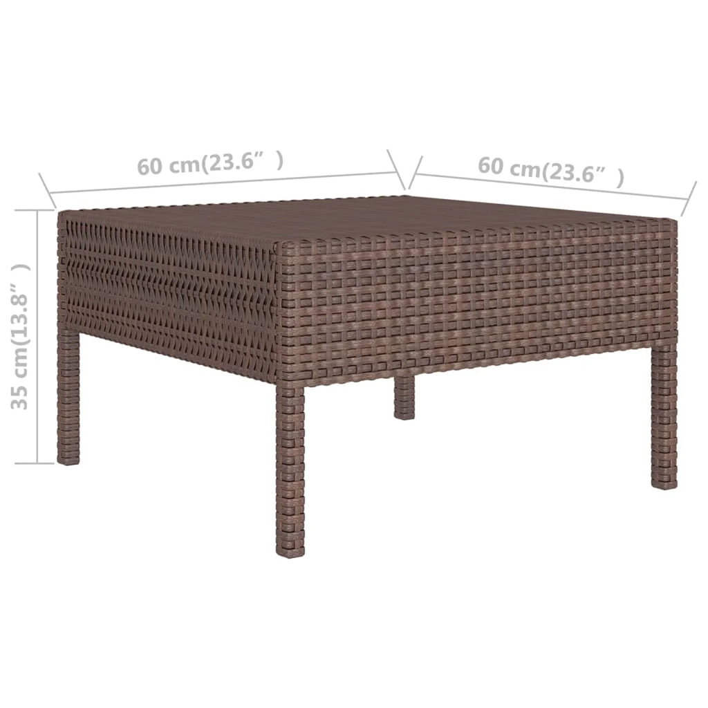 9 Piece Garden Conversation Set with Cushion and Footrest Brown Poly Rattan Sectional Outdoor Furniture Set B737375