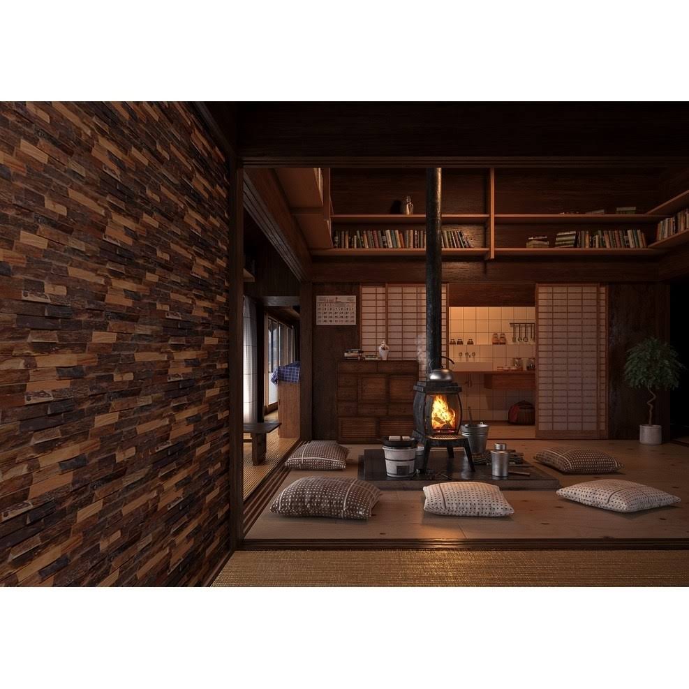 3D Mixed Brown Natural Solid Barn Wood Panels 10.40 sqft per Box G5199