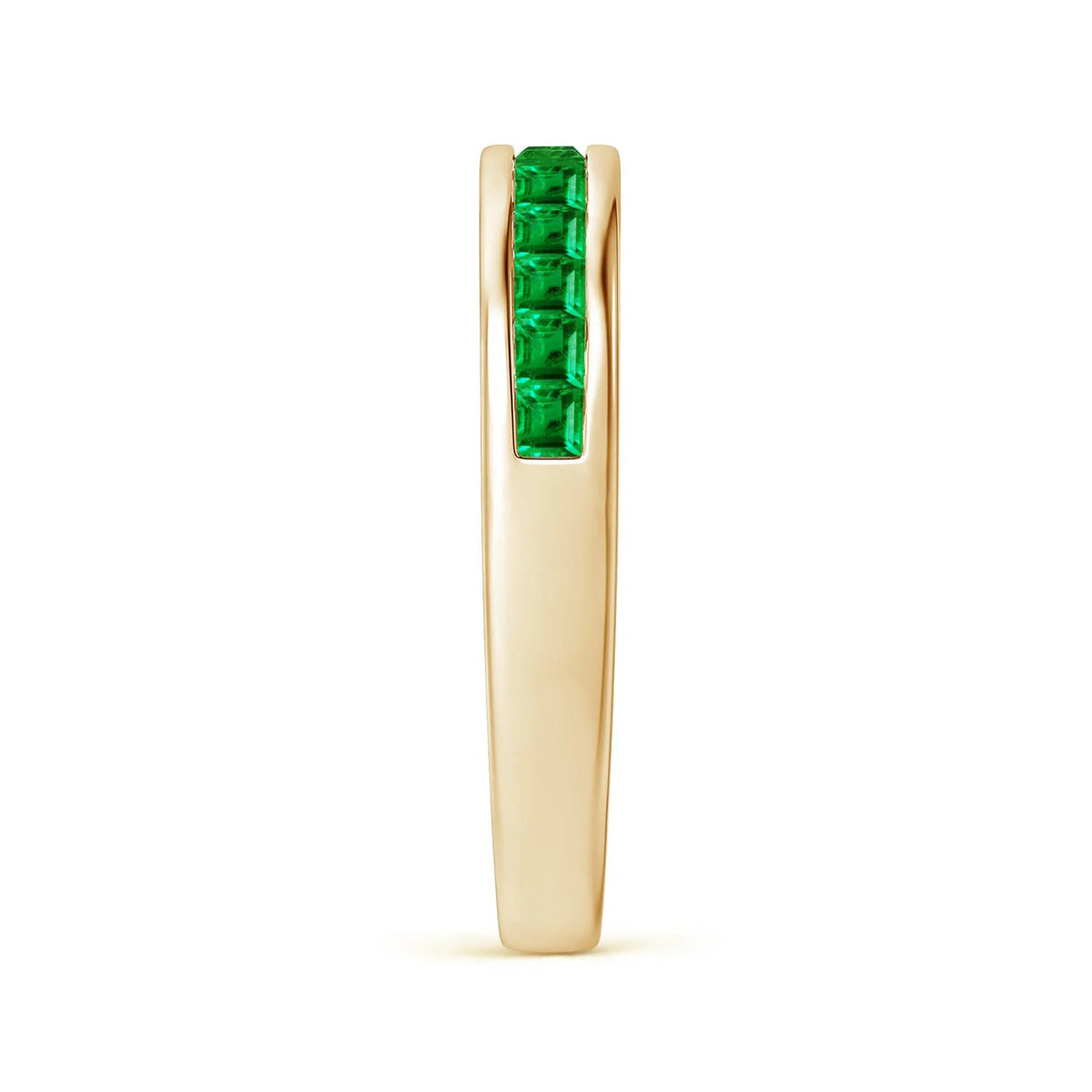 Natural Emerald Ring in 14K Yellow Gold, Size 6, 2mm I79506