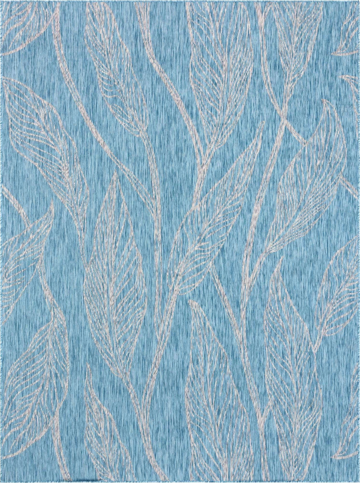Light Aqua/Ivory 9' x 12' Rectangle Floral Botanical Rug G3808