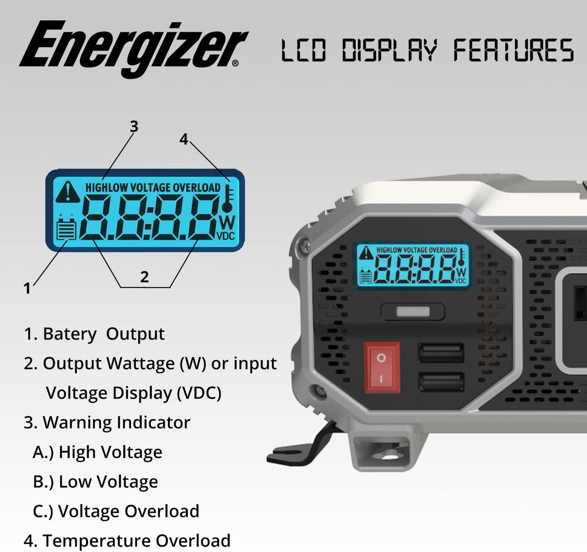 2000 Watts Power Inverter, 12v to 110v, Two AC Outlets, Two USB Ports, DC to AC Converter S3044