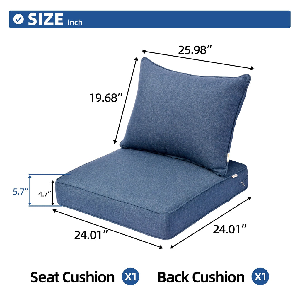 Blue 2-Piece Patio Sofa Seat and Back Cushion Set C746613
