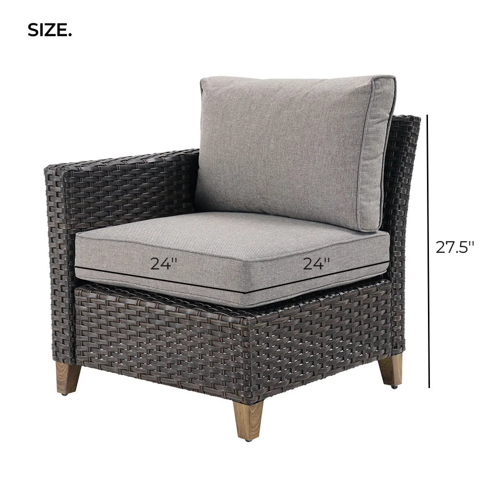 Gray Wicker Right Arm Sofa D7061