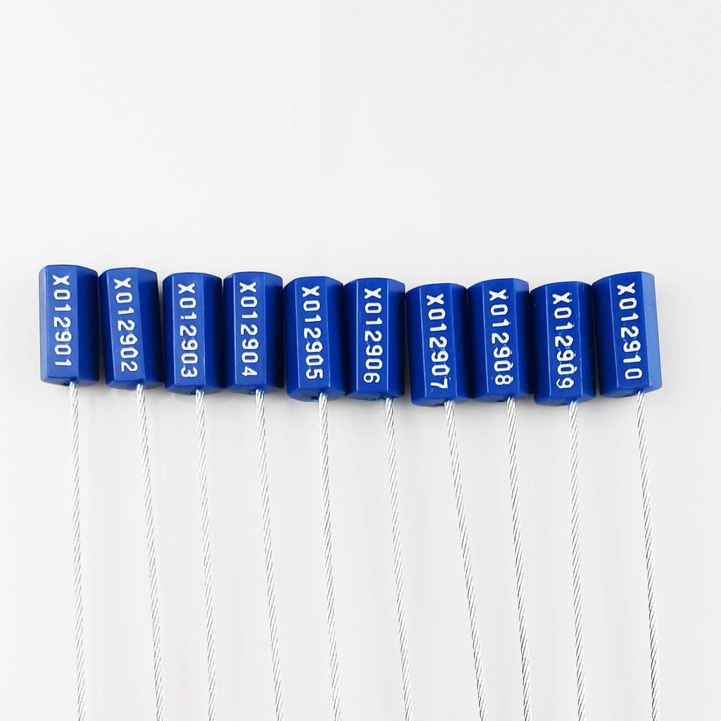 100PCS Steel Security Cable Seals Numbered Tamper Proof Tags 320mm Blue Pack of 2 B296930