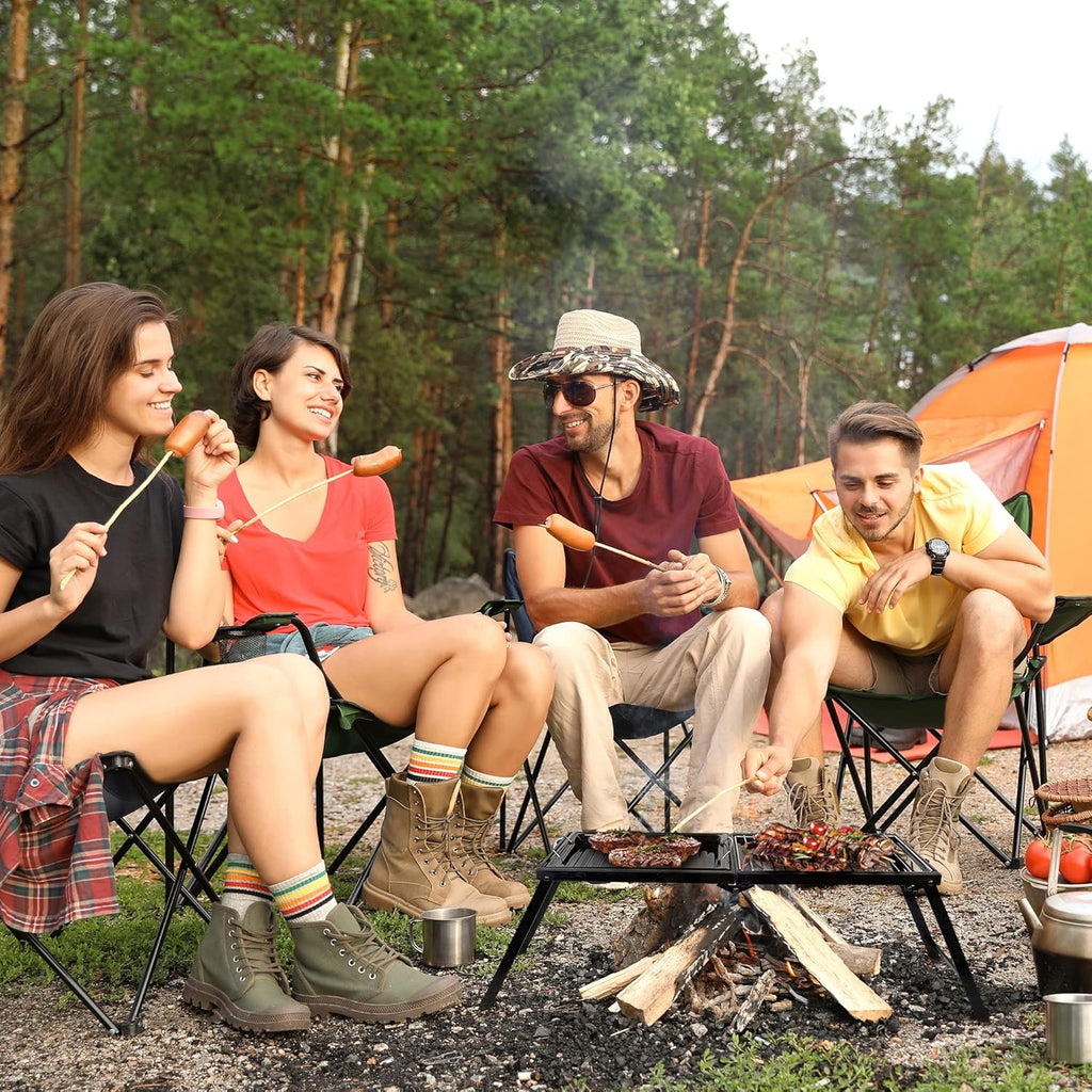 Stainless Steel Folding Campfire Grill Grate and Griddle with Collapsible Legs S76902