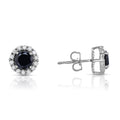 Black and White Diamond Solitaire Halo Stud Earrings Q899040