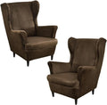 Velvet Stretch Wingback Chair Sofa Slipcover with Elastic Bottom N37051