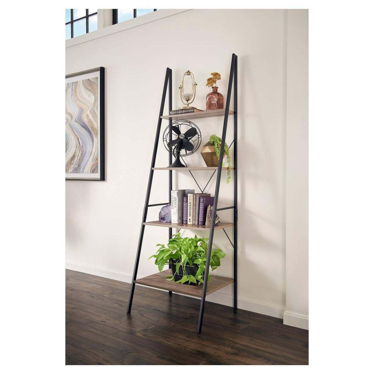 Natural Gray 4-Tier Bookcase N32180