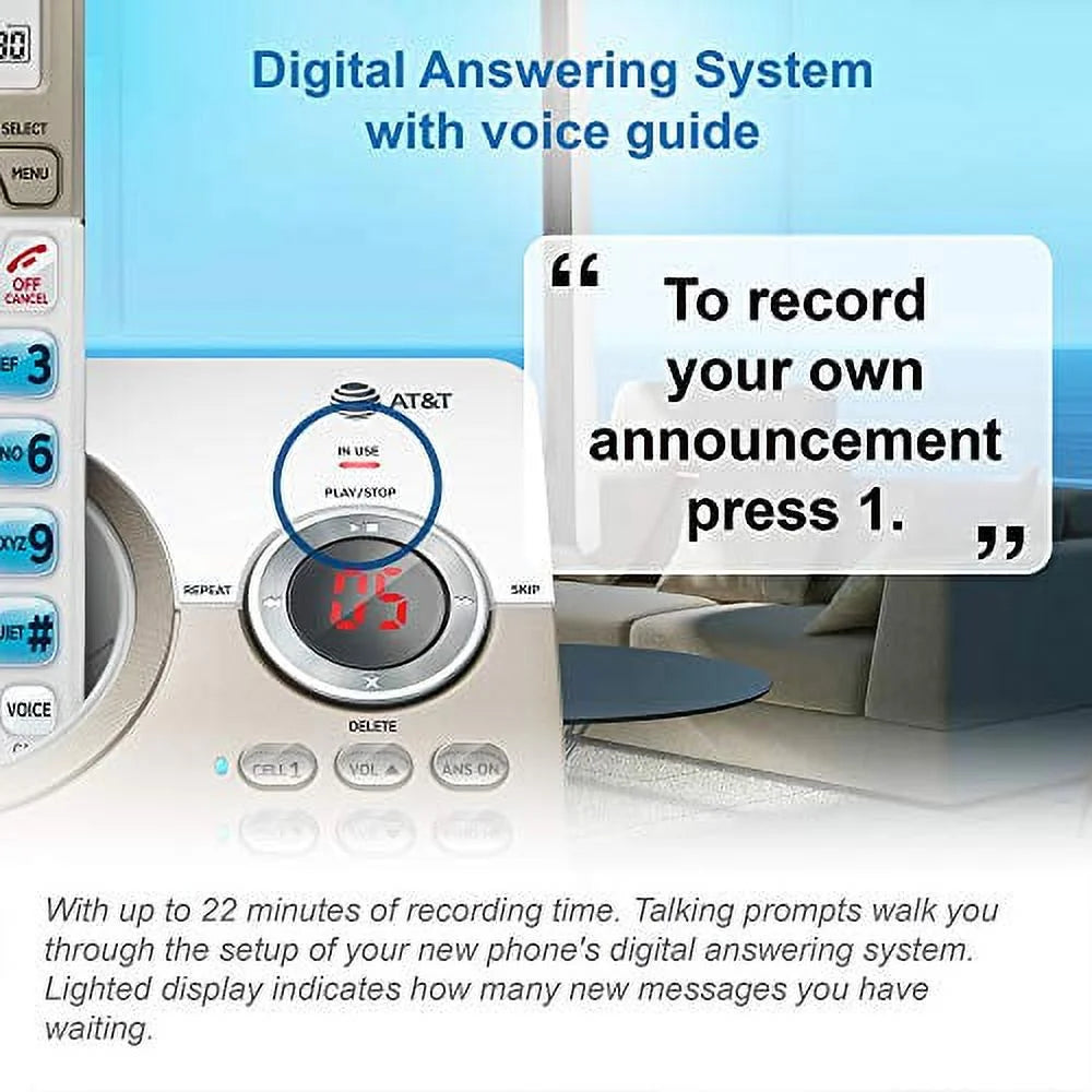 White/Champagne DECT 6.0 Expandable Cordless Phone System with Digital Answering System R936570