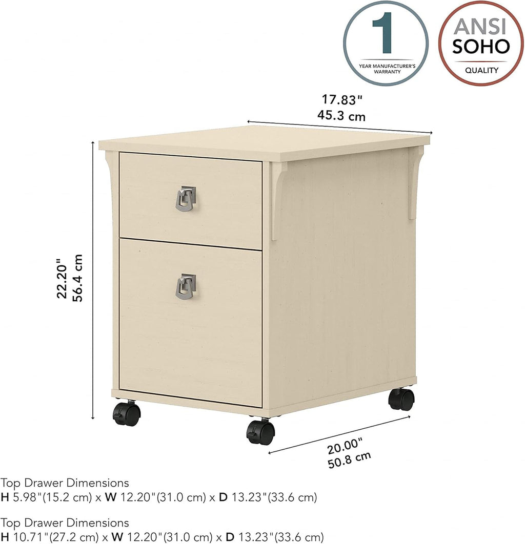 Antique White 2 Drawer Mobile File Cabinet X13447