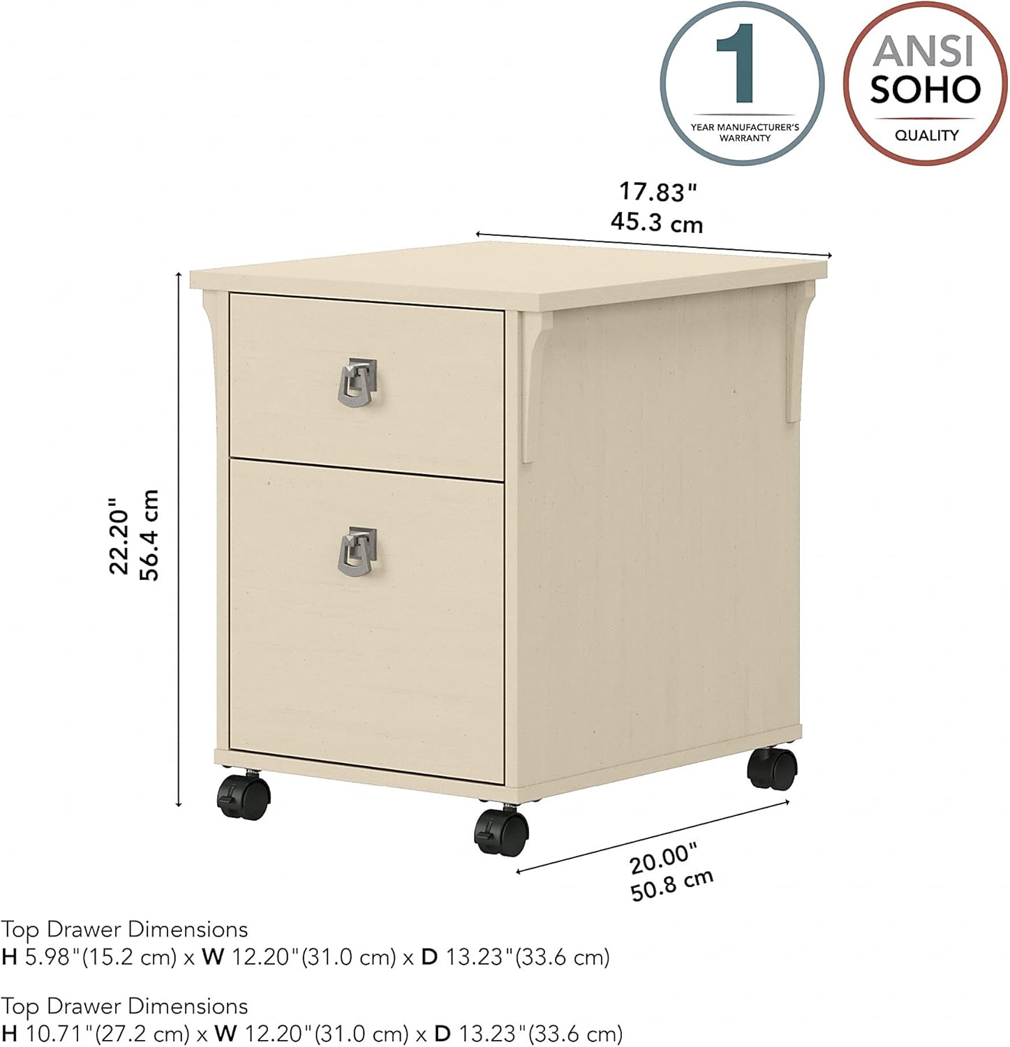 Antique White 2 Drawer Mobile File Cabinet X13447