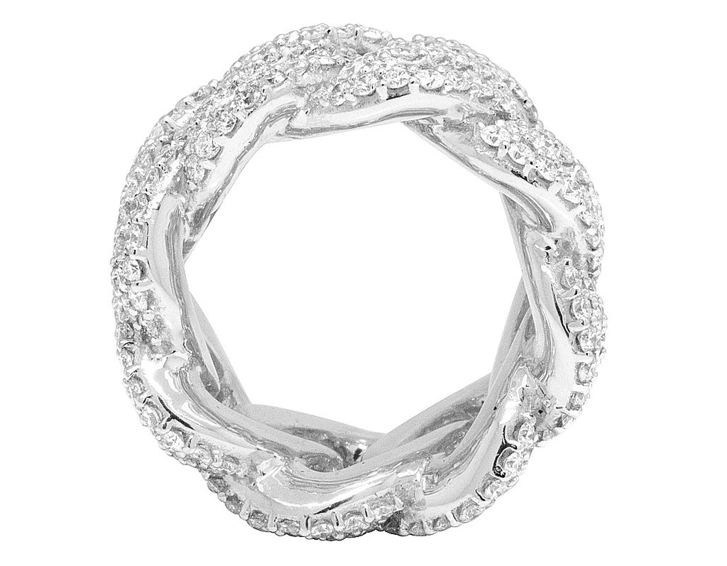 White Gold Baguette Cuban Ring Band 18MM 9.8 CT D96722