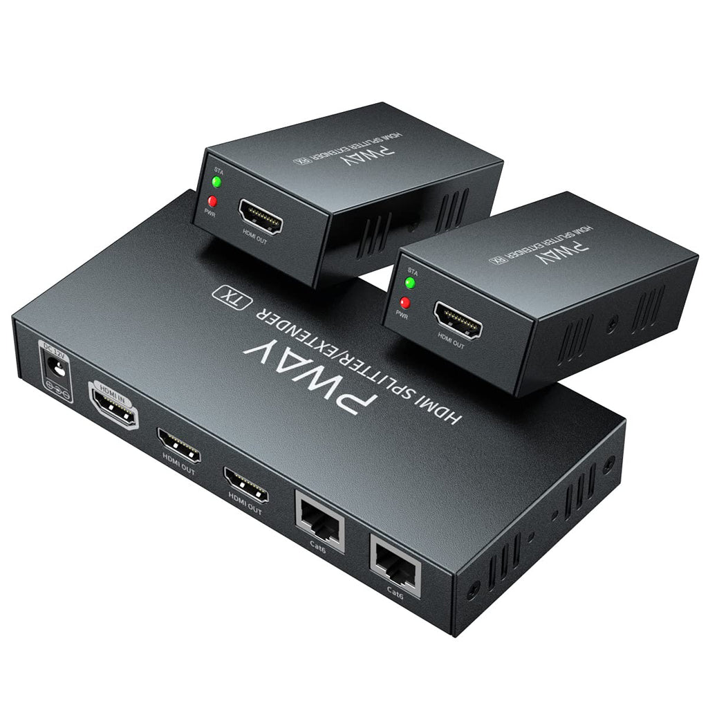 HDMI Extender Splitter 1x4 Port 1080P Over Cat5e/Cat6 Ethernet Cable Up to 50m/165ft Audio Video 1 in 4 Out J253459
