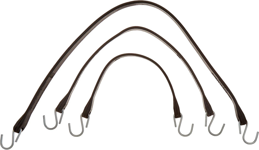 Pack of 50 Natural Rubber Bungee Cords with Crimped Hooks, 15", 21" and 31" Sizes I20907