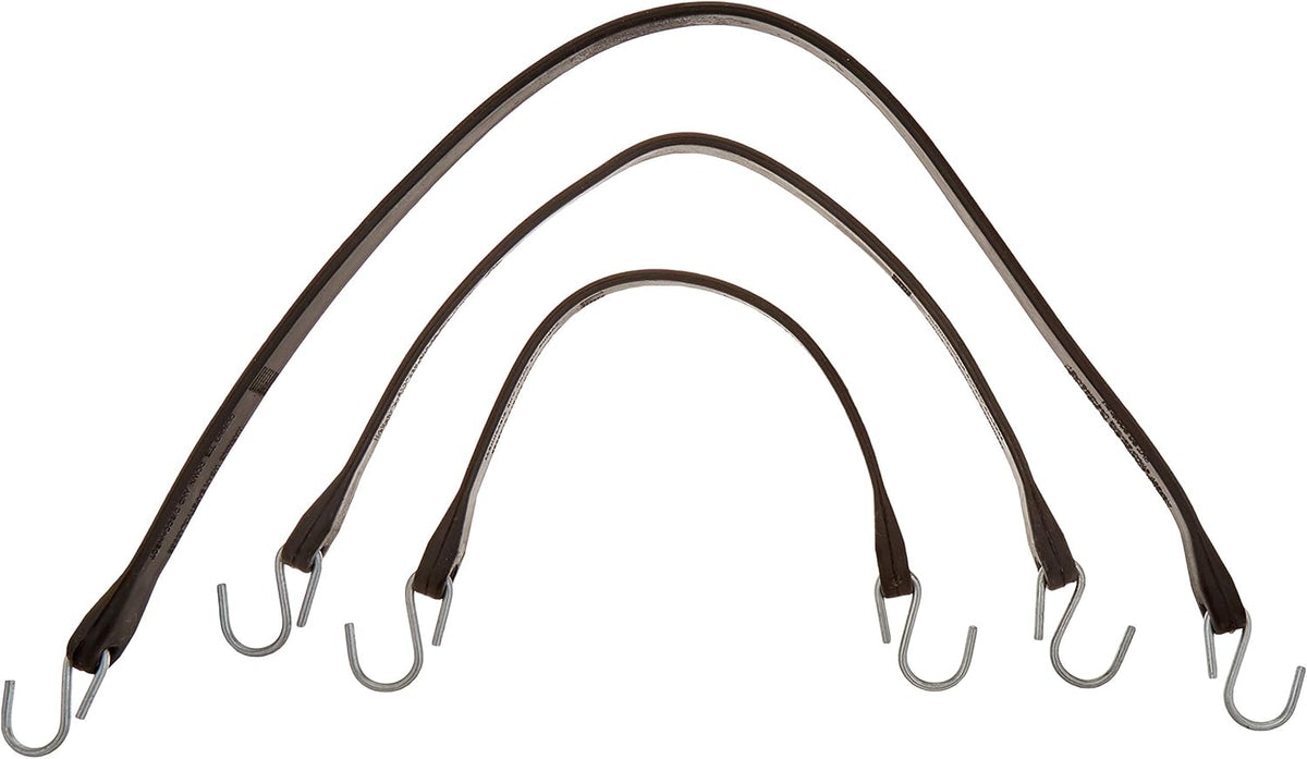 Pack of 50 Natural Rubber Bungee Cords with Crimped Hooks, 15", 21" and 31" Sizes I20907