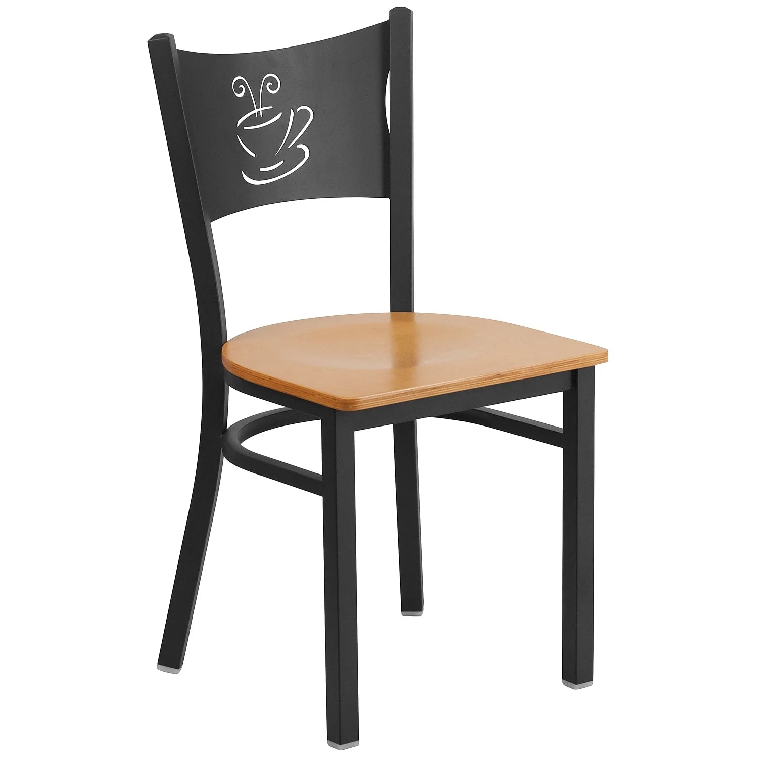 Black Metal Restaurant Chair with Natural Wood Seat C951