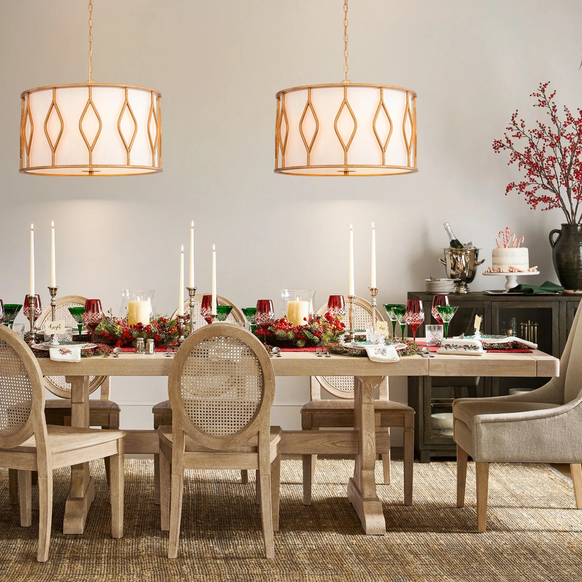 4-Light Dimmable Drum Industrial Chandelier V776