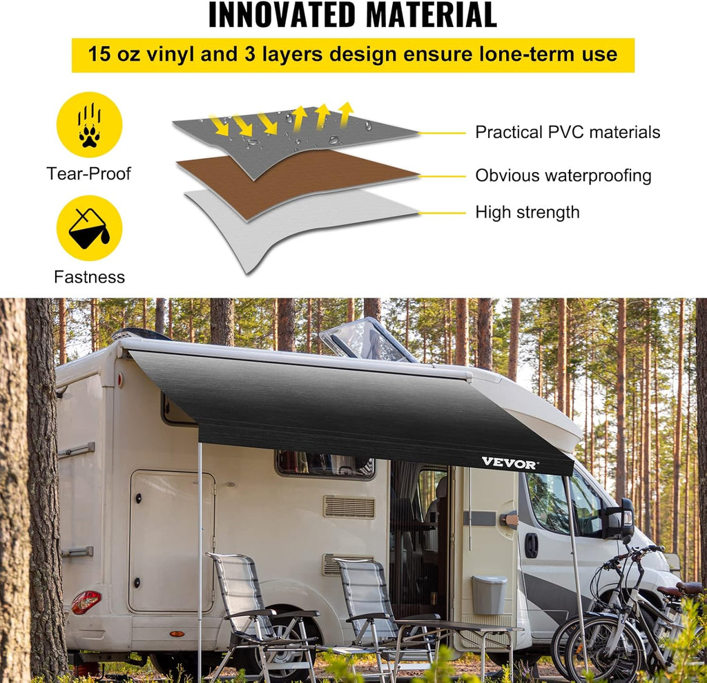 Charcoal Fade 15oz Vinyl RV Awning Replacement Fabric O39433