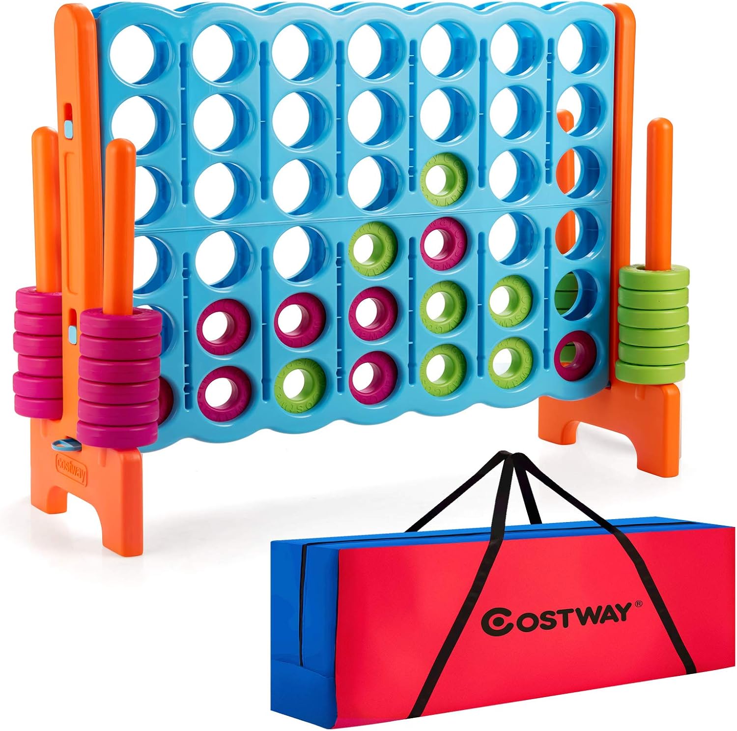 Jumbo 4-to-Score Giant Game Set with Storage Carrying Bag, 42 Jumbo Rings Q2273