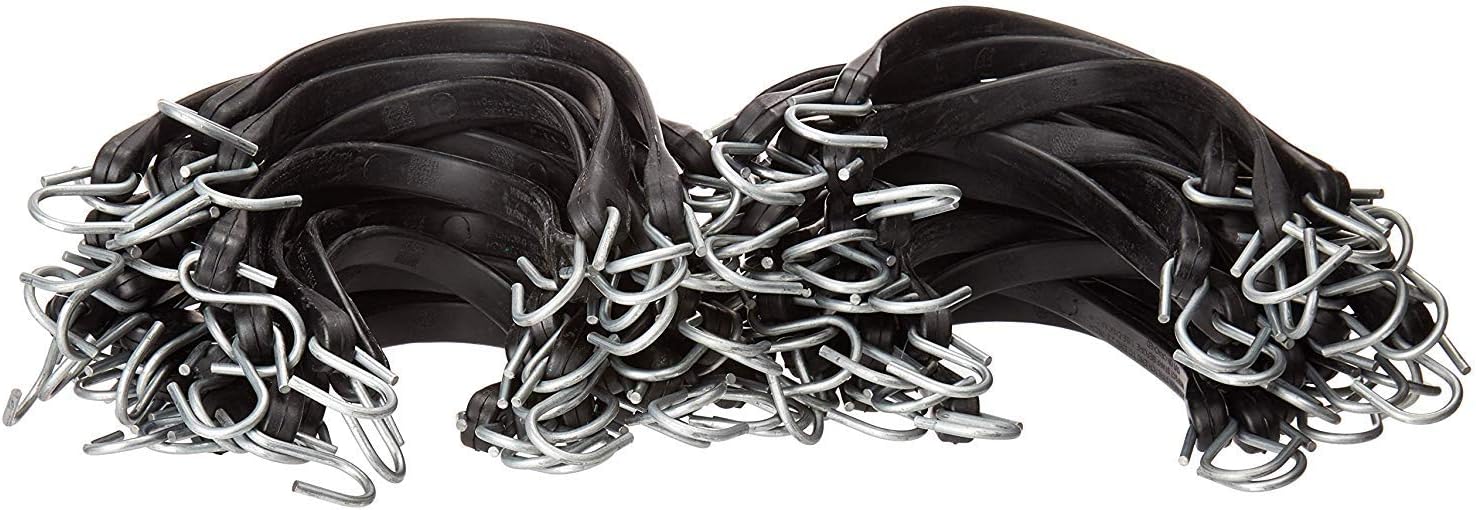 Pack of 50 Natural Rubber Bungee Cords with Crimped Hooks, 15", 21" and 31" Sizes I20907