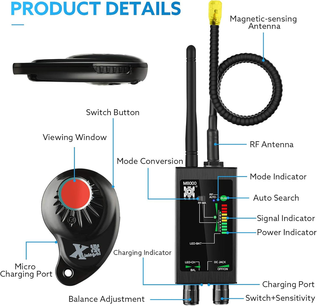 RF Signal Detector Bug Detector Anti Tracking Camera Detector Finder C512080