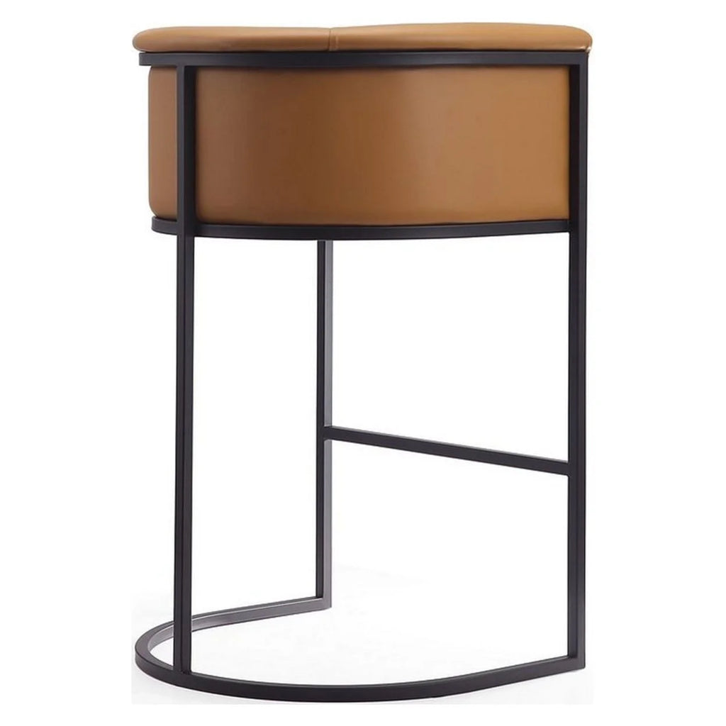 Camel and Black Metal Barstool O572