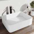 White Rectangular Vessel Bathroom Sink with Chrome Faucet and Pop-Up Drain G19056
