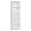 5-Tier High Gloss White Chipboard Book Cabinet M6425