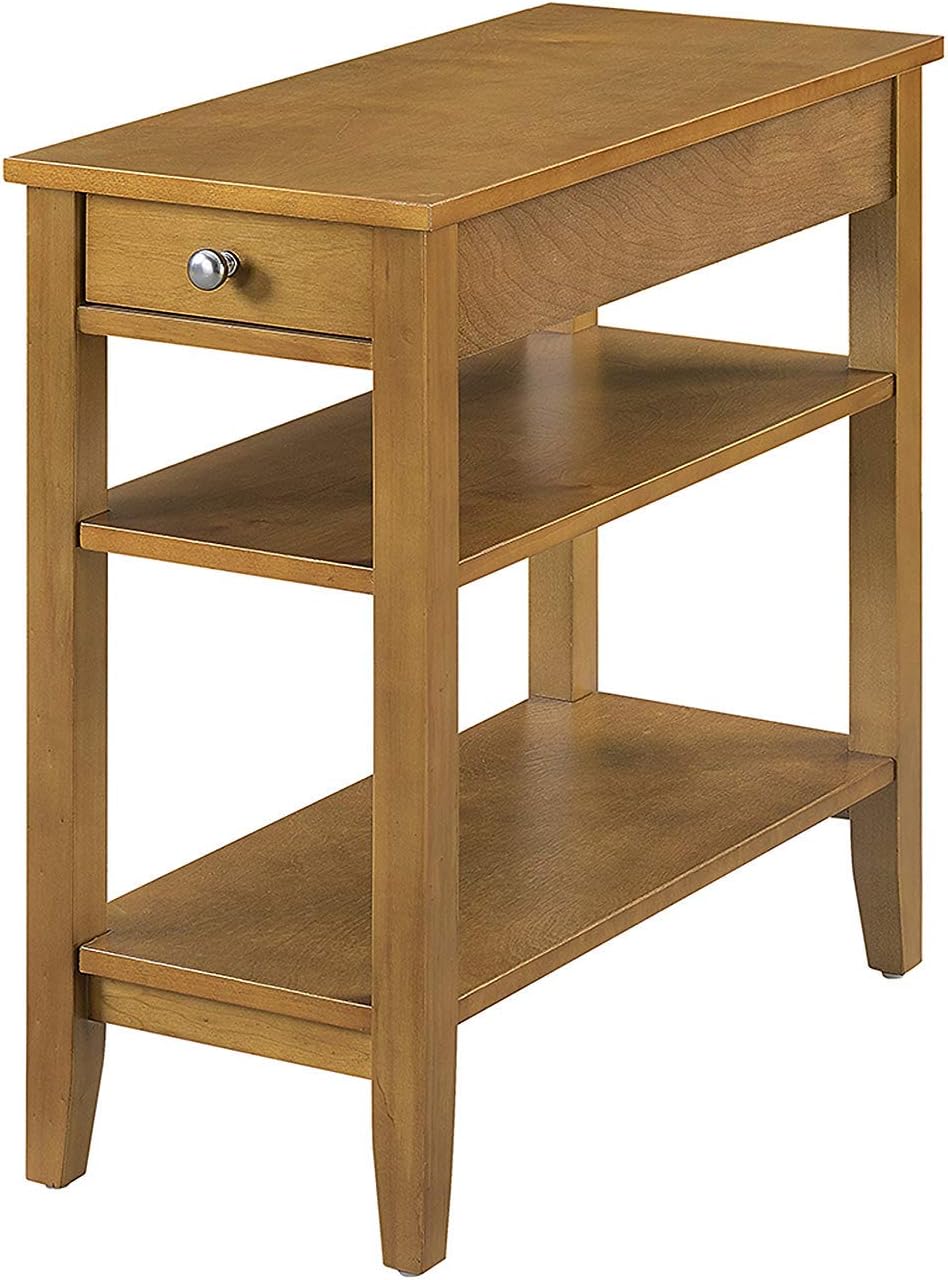 Black Three Tier End Table with Drawer Y799