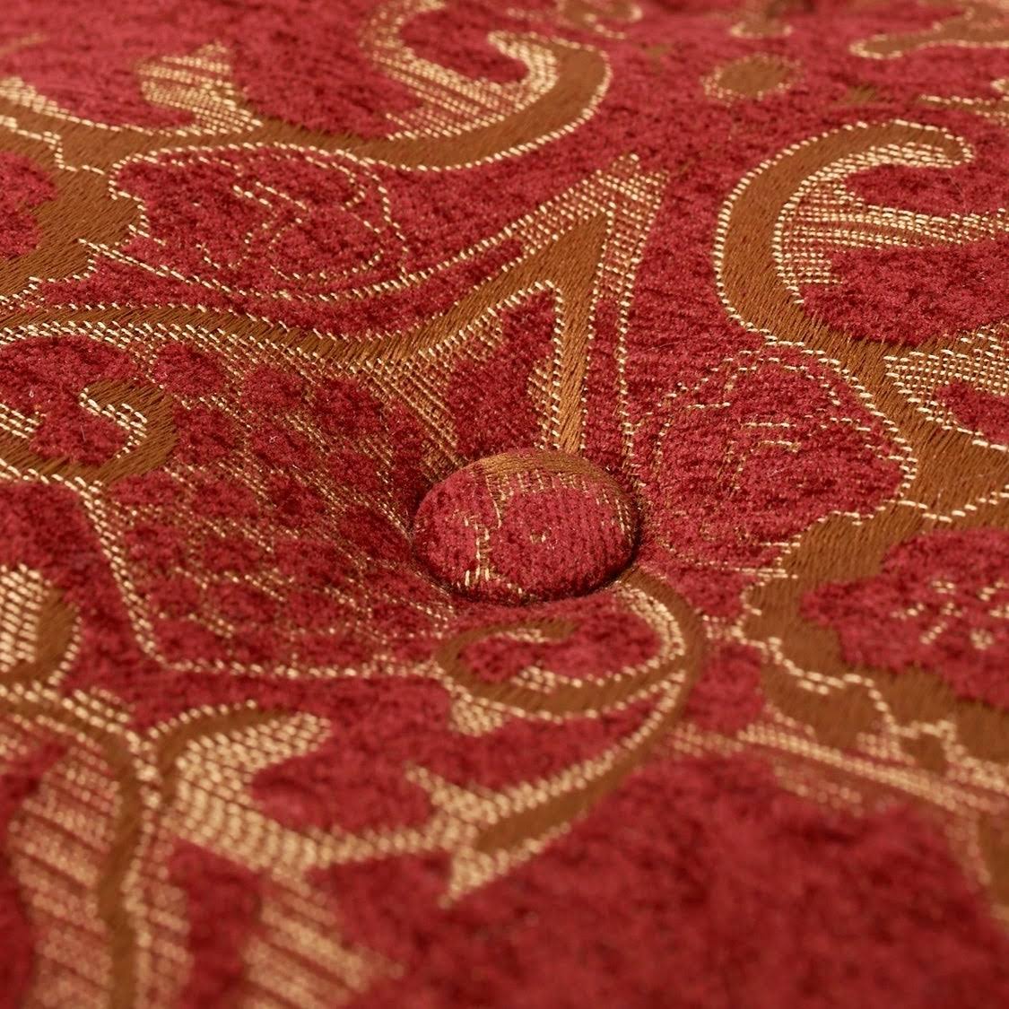 Red & Gold Jacquard Round Ottoman Footstool D5830