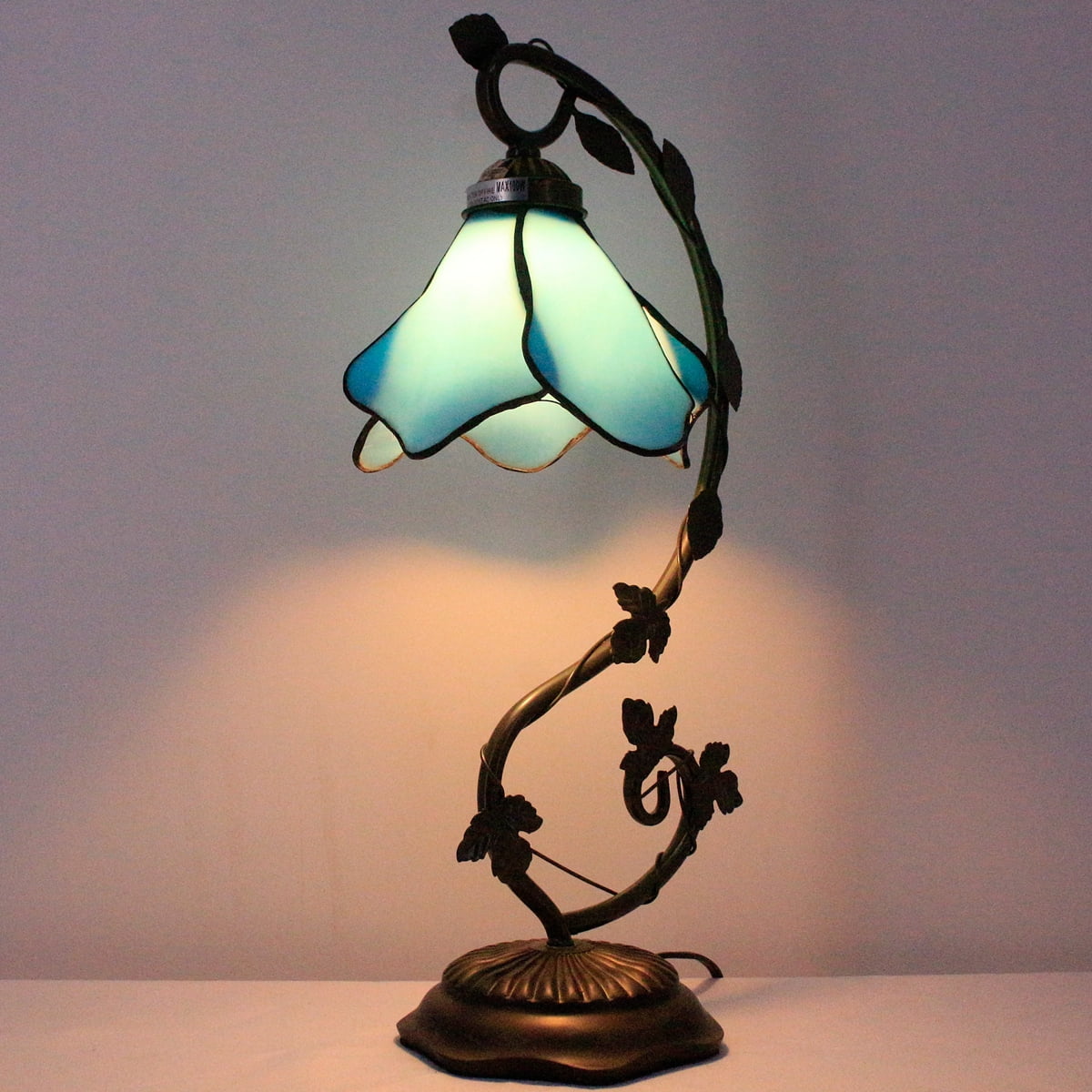 Stained Glass Table Desk Reading Lamp with Crystal Bead Shade M4771
