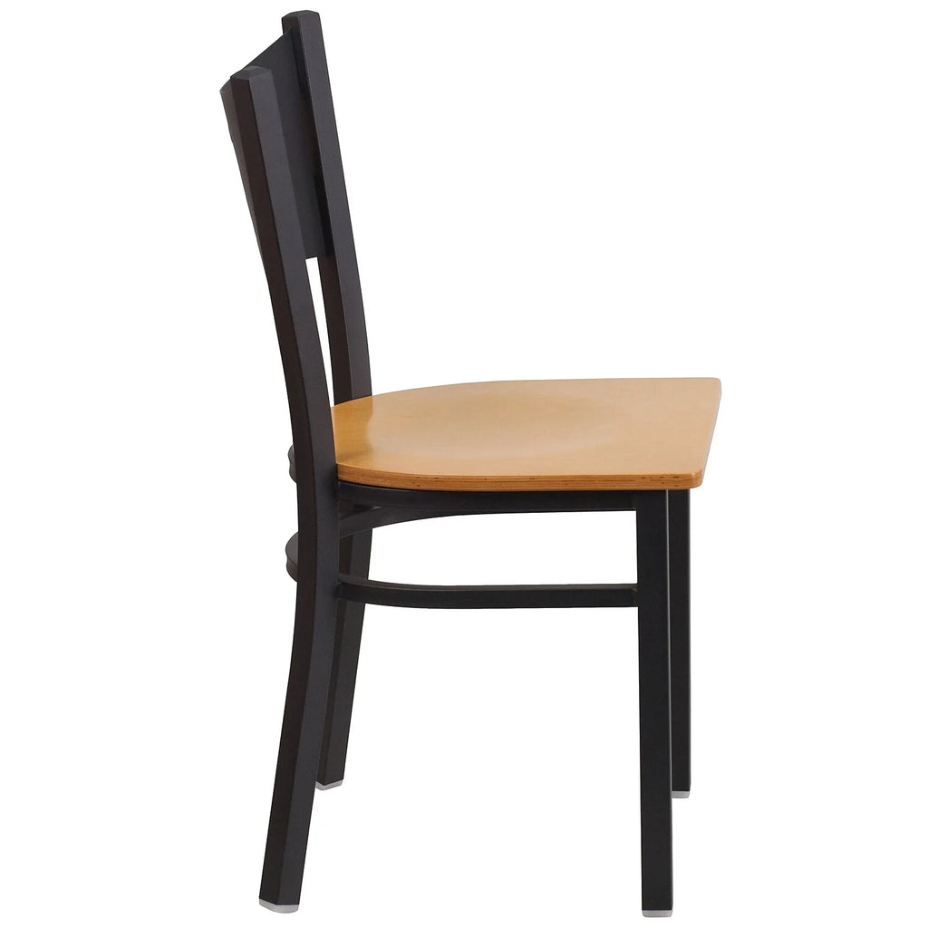 Black Metal Restaurant Chair with Natural Wood Seat C951