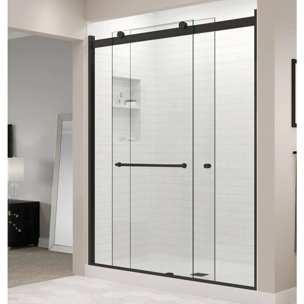 56-in to 60-in W Semi-Frameless Matte Black Shower Door Y642