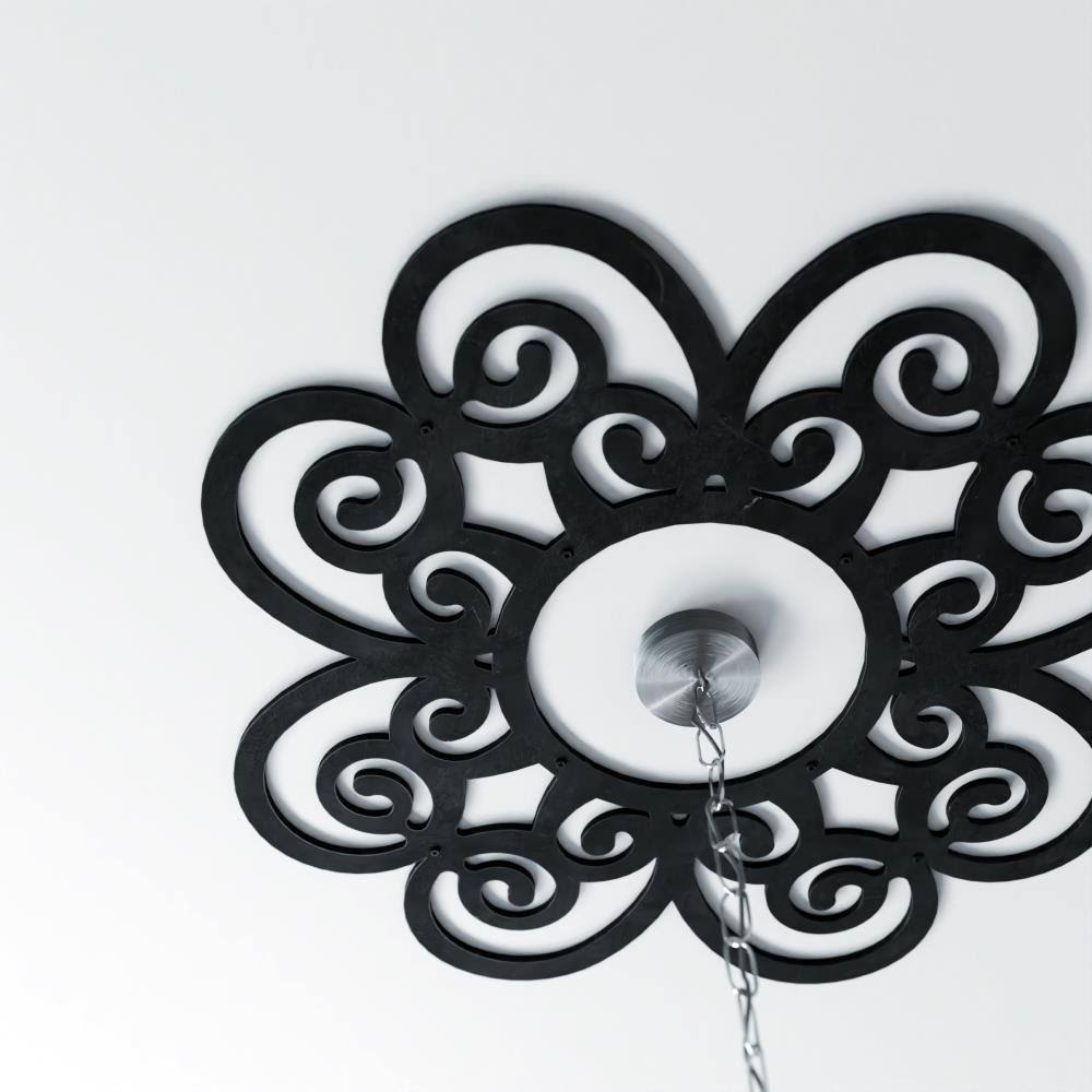 Black Metal Pierced Ceiling Medallion I316