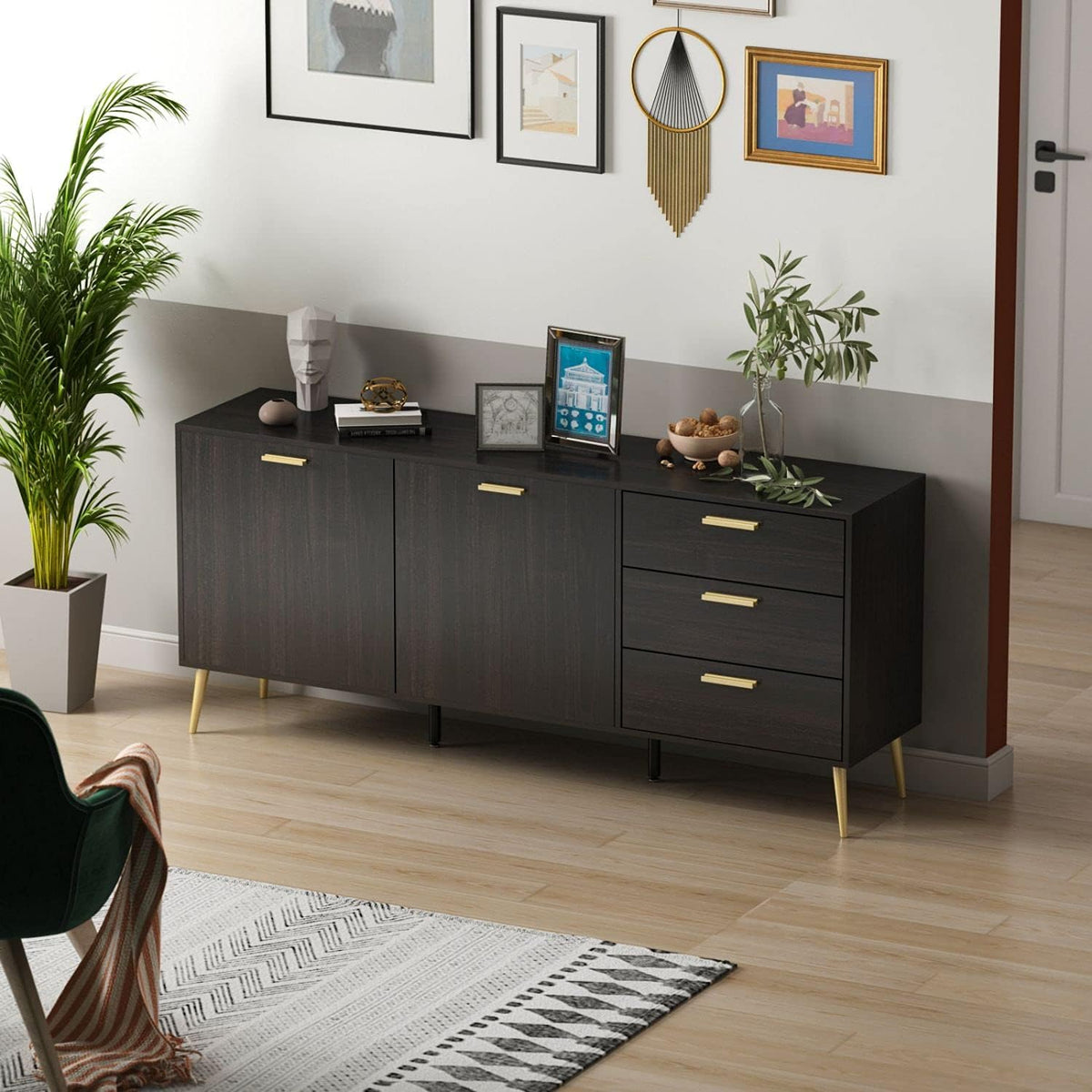 Espresso Storage Cabinet with 2 Doors & 3 Drawers M34709