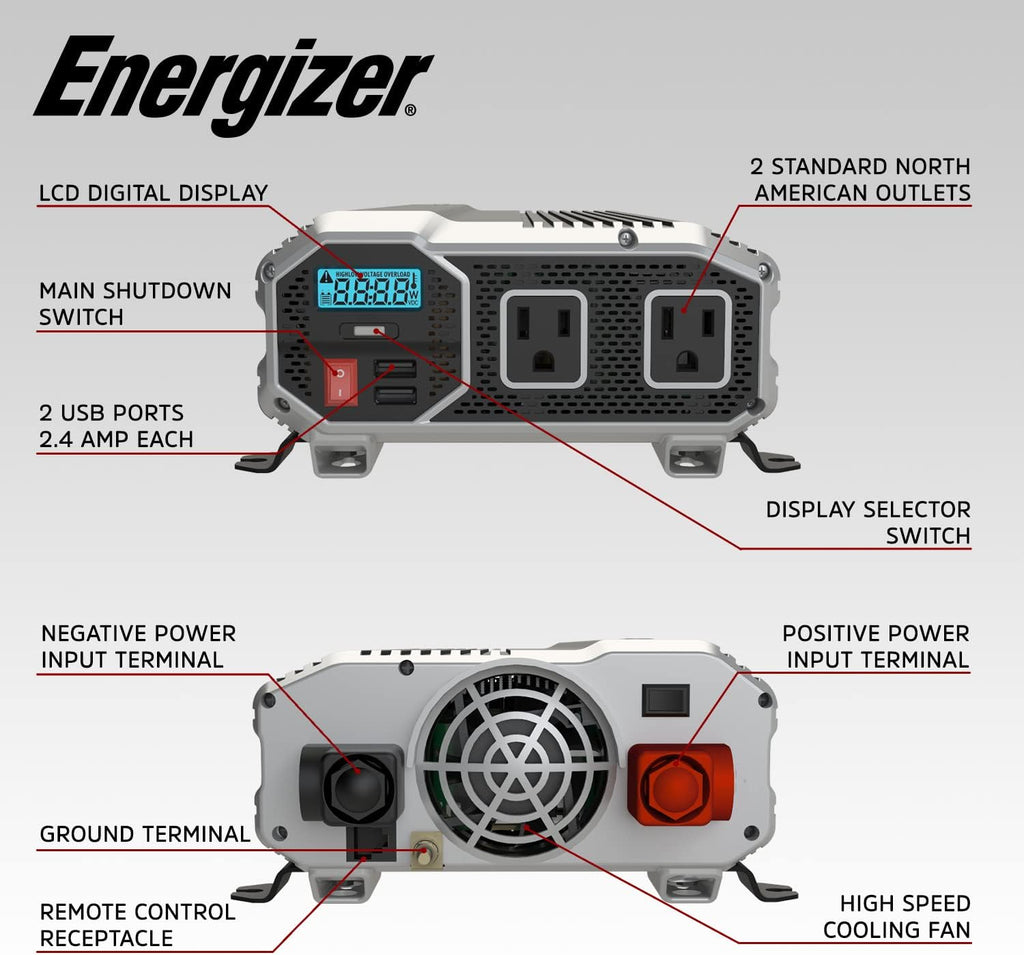 2000 Watts Power Inverter, 12v to 110v, Two AC Outlets, Two USB Ports, DC to AC Converter S3044