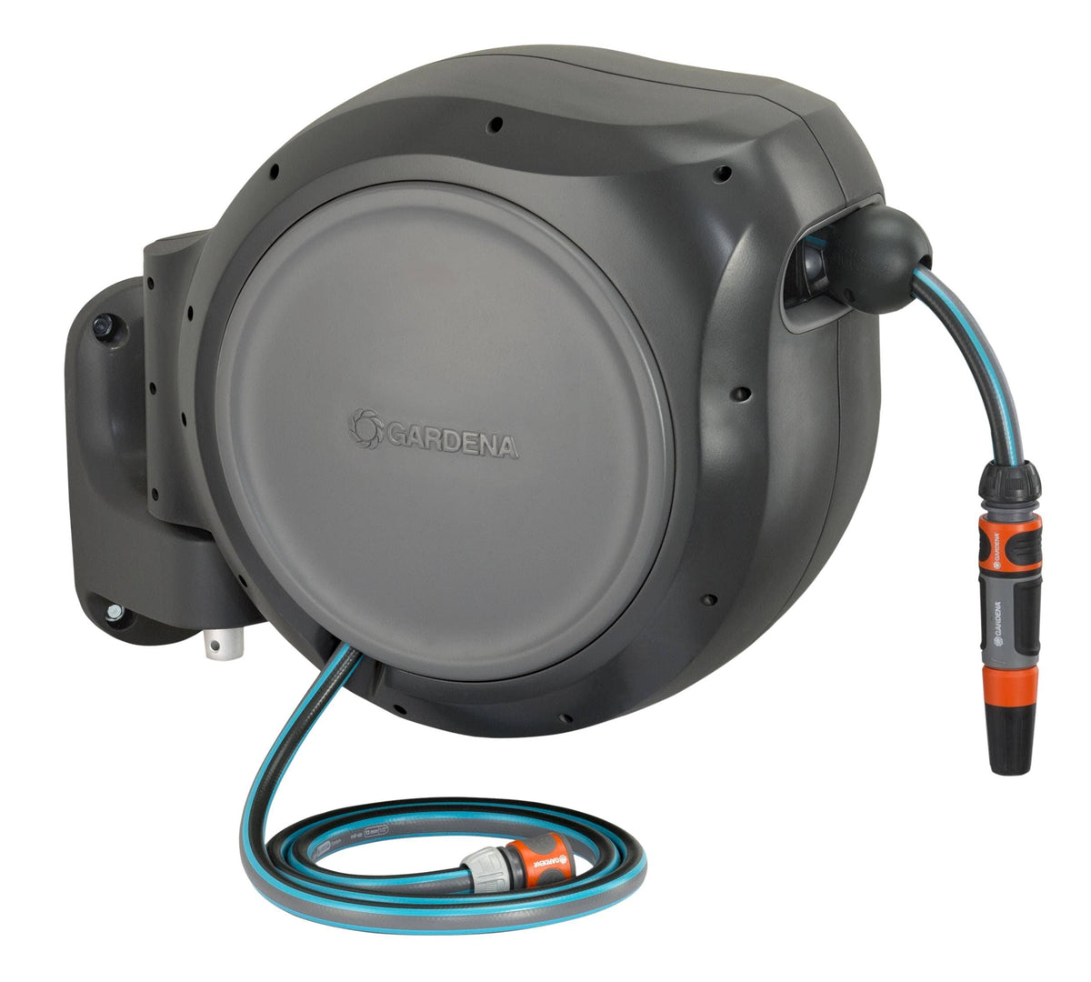 Grey Wall Mounted Retractable Reel with Hose Guide S6474