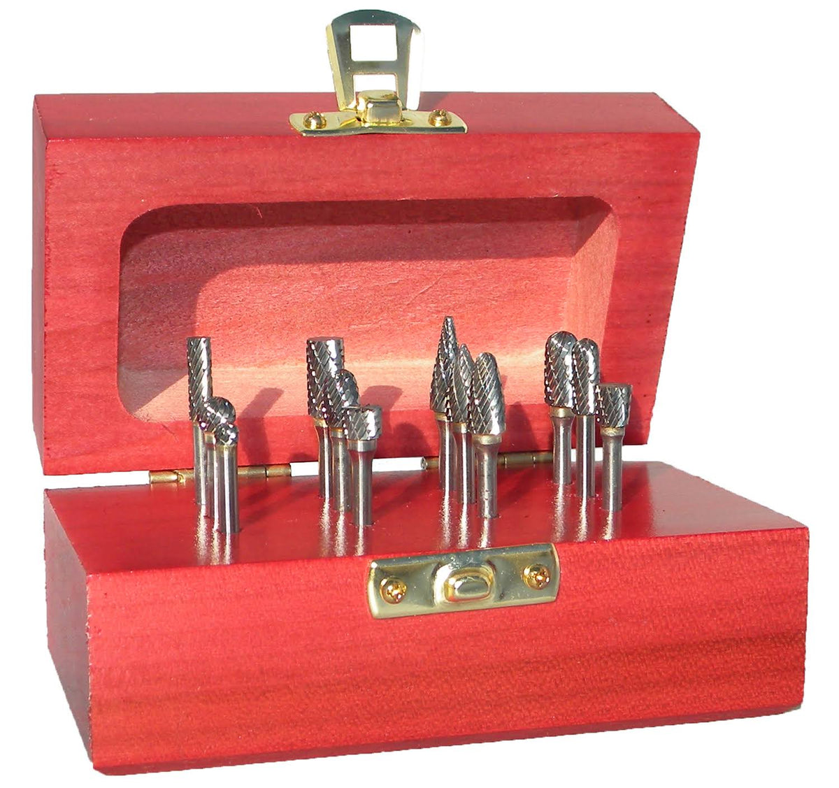 Carbide Bur Set, Double Cut, Shank Dia. 1/4 in, 9 Pieces X1402