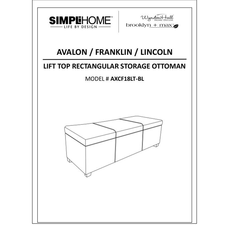 Black Rectangular Lift Top Storage Ottoman D211632