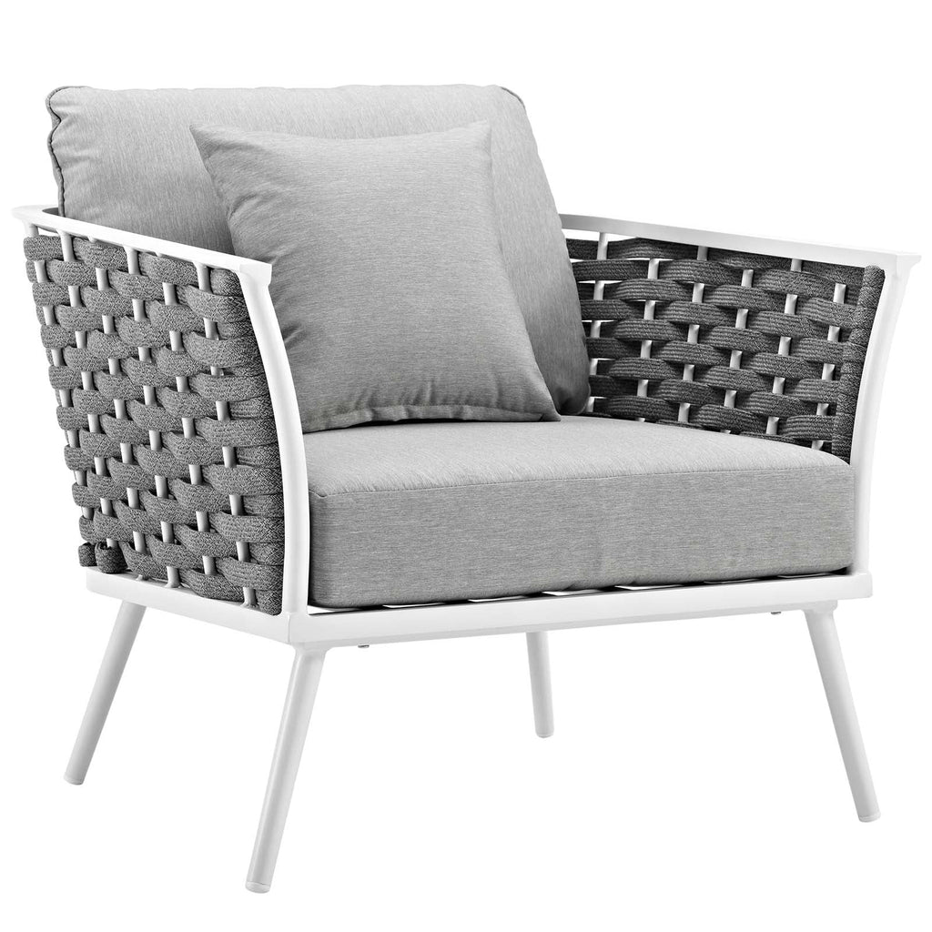 White Gray 4 Piece Outdoor Aluminum Sectional Sofa Set I90917