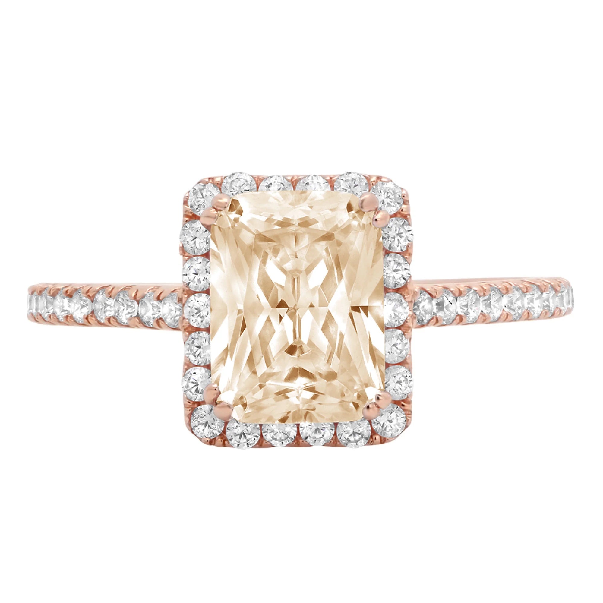 Emerald Cut Yellow Moissanite Halo Ring P858407