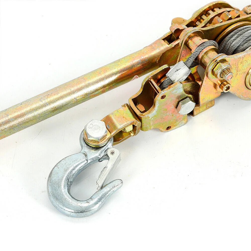 Cable Hoist Come Along Heavy Duty Hand Power Cable Puller 2 Ton Double Hooks S418