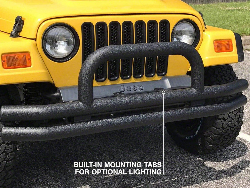 Textured Black Double Tubular Front Bumper with Over-Rider Hoop V117051