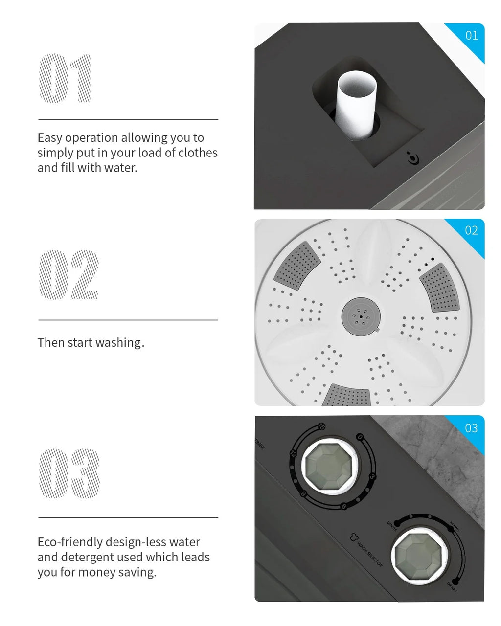 White & Grey Semi-automatic Twin Tub Washing Machine E2444
