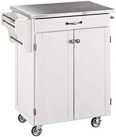 White Stainless Steel Top Kitchen Cart J453