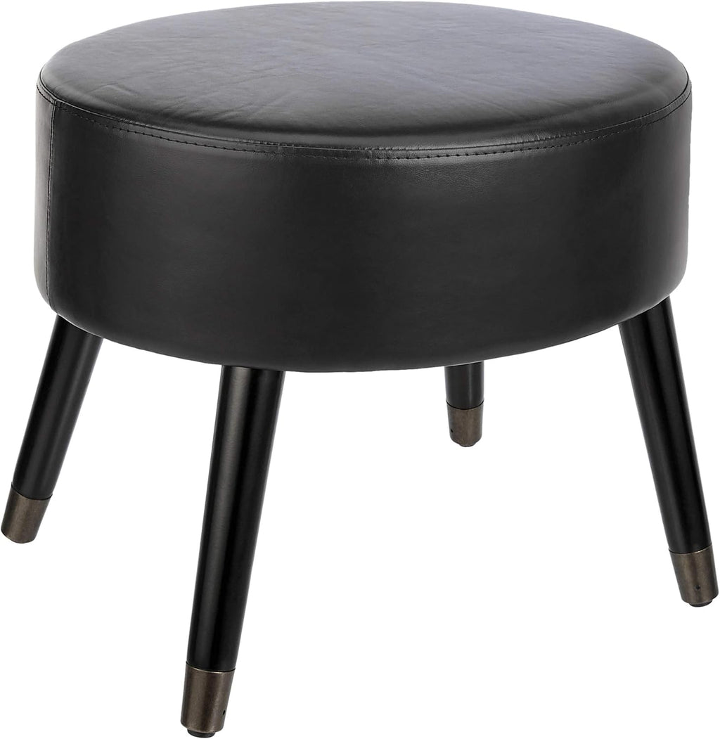 Black Faux Leather Ottoman V80600