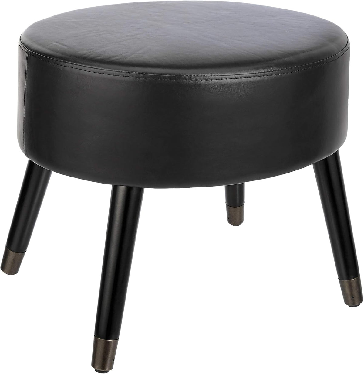 Black Faux Leather Ottoman V80600
