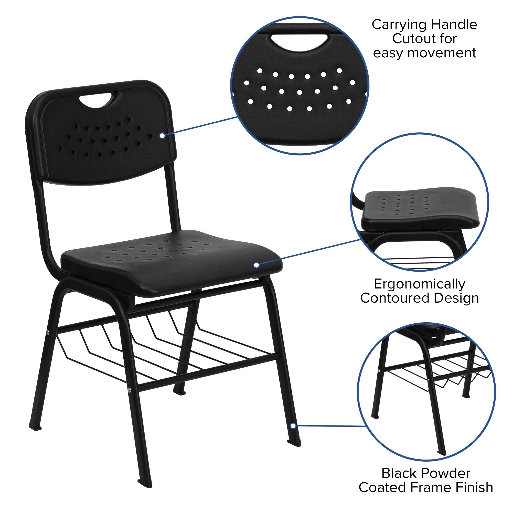 Black Frame Plastic Chair with Book Basket K32774