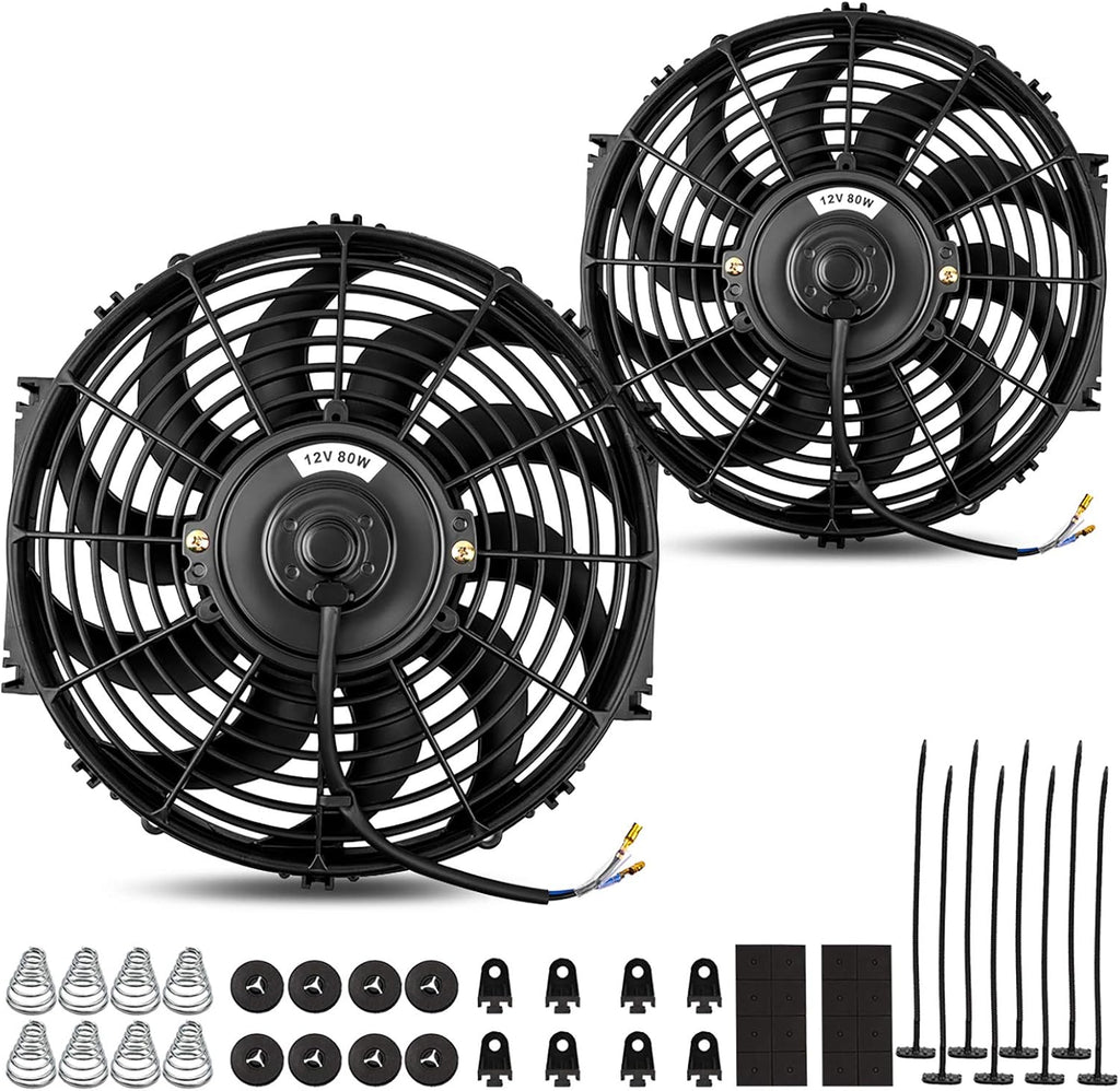 2x12 Inch Electric Radiator Cooling Fan 1750 CFM 12 Volts 80 Watts Pack of 2 B820