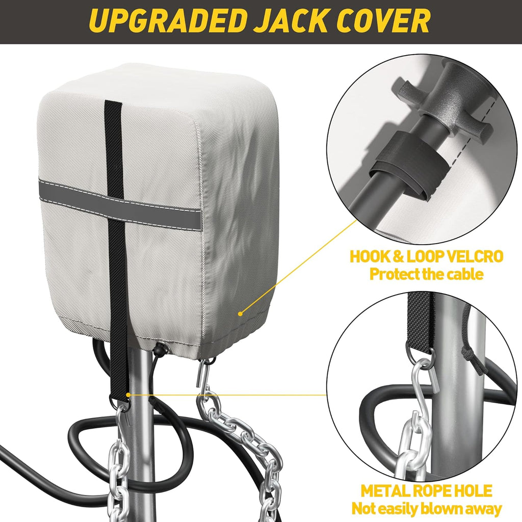 RV Trailer Cover 300D Waterproof Windproof Anti-UV for 24'-27' RV with Jack Cover U478225